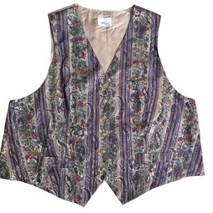 Vintage Worthington Woman Tapestry Vest Paisley Floral Victorian Multi 2XL / 22
